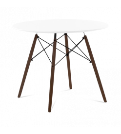 Eames Style 90cm Eiffel Dining Table - White & Walnut Legs