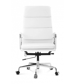 Eames EA219 Office Chair Replica upholstered in White real Italian leather - front