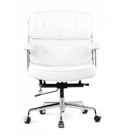 Designer Executive Lobby Chair in White Italian Leather - front