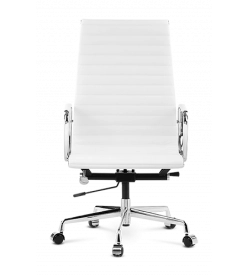 Eames EA119 Office Chair Replica upholstered in White real Italian leather - front