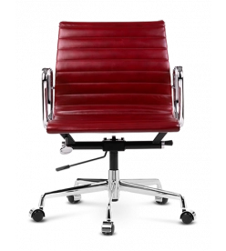 Modern Designer Office Chair in Red Wine Italian Leather - front