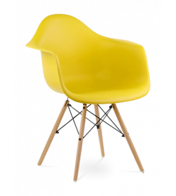 Eames DAW Chair in Mustard & Beech Legs - front angle