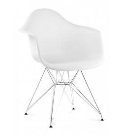 Eames DAR Chair Replica in White & Chrome Legs - front angle