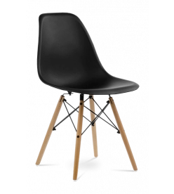 Eames DSW Chair Replica in Black & Beech Legs - front angle