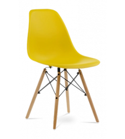 Eames DSW Chair Replica - Mustard & Beech Legs Front Angle