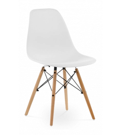 Eames DSW Chair Replica in White & Beech Legs - front angle