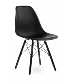 Eames DSW Chair Replica in Black & Black Legs - front angle