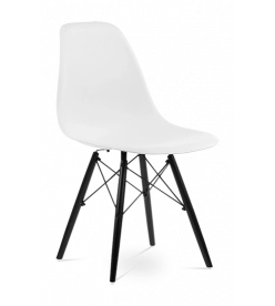 Eames DSW Chair Replica in White & Black Legs - front angle