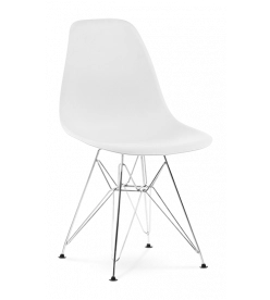Eames DSR Chair Replica in White & Chrome Legs - front angle