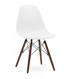 Eames DSW Chair Replica - White & Walnut Legs 