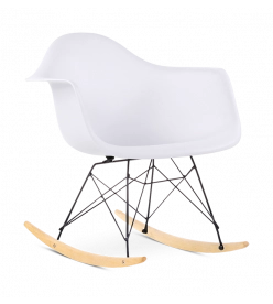 Eames RAR Rocking Chair Replica - White, Black Legs & Beech Rockers 