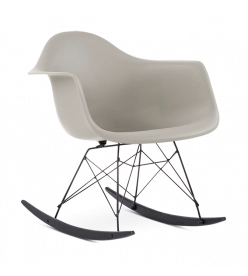 Eames RAR Rocking Chair Replica - Beige, Black Legs & Black Rockers 