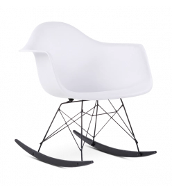 Eames RAR Rocking Chair Replica - White, Black Legs & Black Rockers