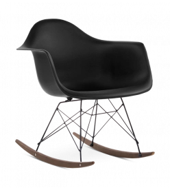 Eames RAR Rocking Chair Replica - Forest Green, Black Legs & Walnut Rockers 