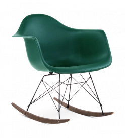 Eames RAR Rocking Chair Replica - Forest Green, Black Legs & Walnut Rockers 