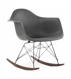 Eames RAR Rocking Chair Replica - Dark Grey, Black Legs & Walnut Rockers 