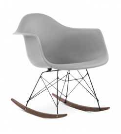 Eames RAR Rocking Chair Replica - Mid Grey, Black Legs & Walnut Rockers 