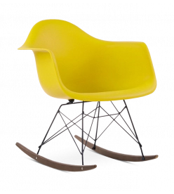 Eames RAR Rocking Chair Replica - Mustard, Black Legs & Walnut Rockers 