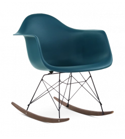 Eames RAR Rocking Chair Replica - Ocean, Black Legs & Walnut Rockers 