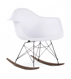 Eames RAR Rocking Chair Replica - White, Black Legs & Walnut Rockers 