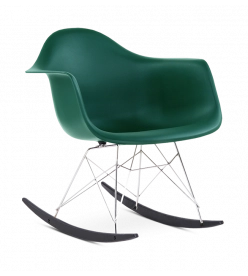 Eames RAR Rocking Chair Replica - Forest Green, Chrome Legs & Black Rockers