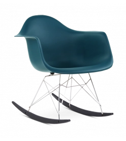 Eames RAR Rocking Chair Replica - Ocean, Chrome Legs & Black Rockers 