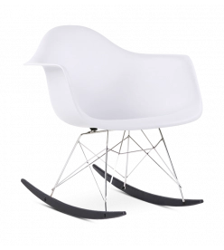 Eames RAR Rocking Chair Replica - White, Chrome Legs & Black Rockers 