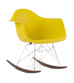 Eames RAR Rocking Chair Replica - Mustard, Chrome Legs & Walnut Runners 