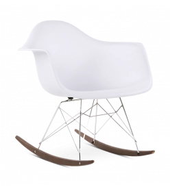 Eames RAR Rocking Chair Replica - White, Chrome Legs & Walnut Runners 