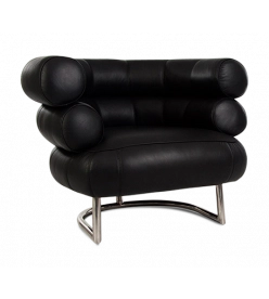 Gray Bibendum Chair Replica in Black Leather - front angle