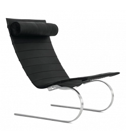 Kjærholm PK20 Chair Replica - Black Leather Front Angle