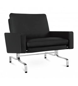 Kjærholm PK31 Chair Replica - Black Leather Front Angle