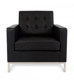 Knoll Style Armchair - Black Leather