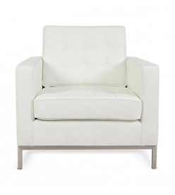 Knoll Style Armchair - White Leather