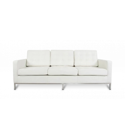 Knoll Three Seater Sofa Replica - White Leather Front