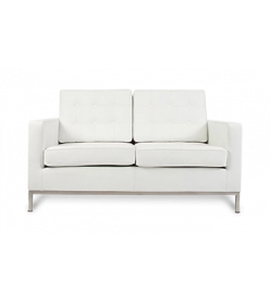 Knoll Style Two Seater Sofa - White Leather