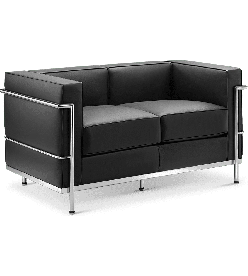 Modern Cubed Sofa Two Seat - Black
