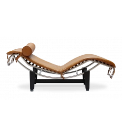 Corbusier LC4 Chaise Replica in Tan Brown Leather