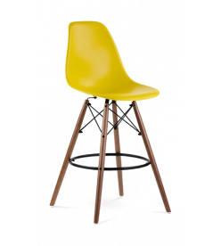 Eames Eiffel Bar Stool Replica - Mustard & Walnut Legs Front Angle