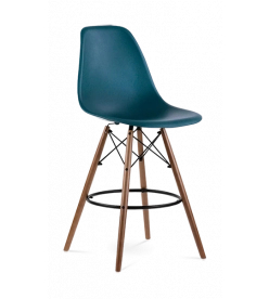 Eames Eiffel Bar Stool Replica in Ocean & Walnut Legs - front angle