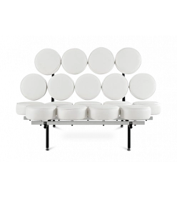 Nelson Marshmallow Sofa Replica in White Leather - front