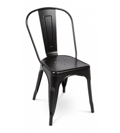 Pauchard Tolix Chair Replica - Black Front Angle