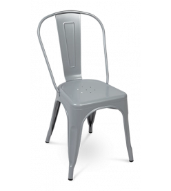 Pauchard Tolix Chair Replica in Grey Metal - front angle