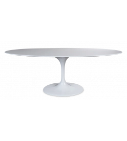 Saarinen 199cm Tulip Table Replica in White - mid angle