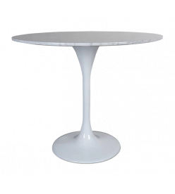 Saarinen 90cm Tulip Table Replica in Carrara Marble - mid angle