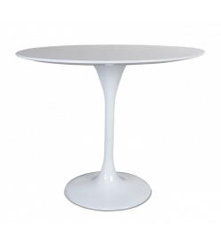 Saarinen 90cm Tulip Table Replica in White - mid angle