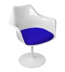 Saarinen Style Tulip Armchair - Blue Cushion