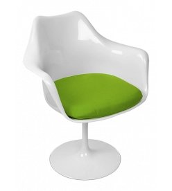Eero Saarinen Tulip Armchair with Green Cushion - front angle