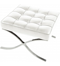 Van Der Rohe Style Barcelona Ottoman - White Leather