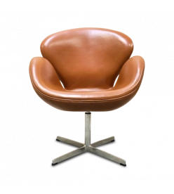 Jacobsen Style Swan Chair - Tan Brown Leather